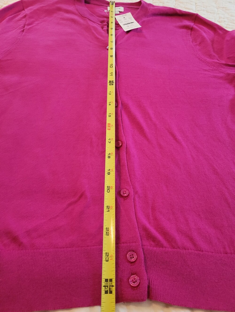 J.Crew Classic 100% Cotton Cardigan Sweater in vibrant berry/plum pink Size L - Picture 8 of 11